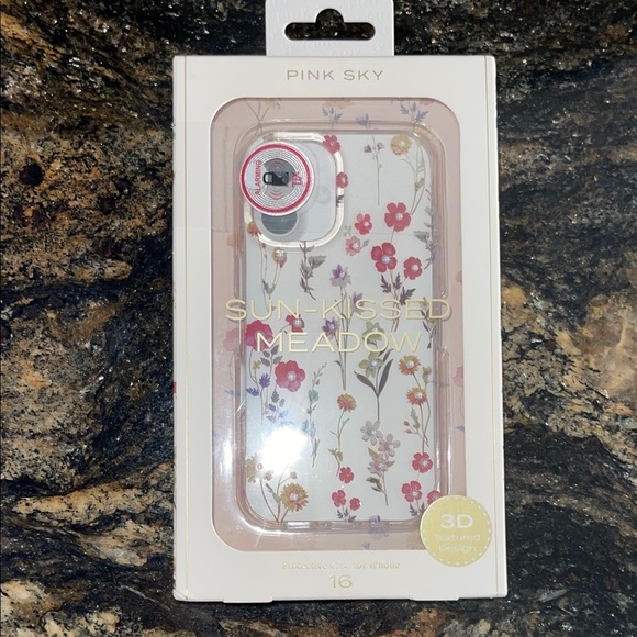 Pink Sky Other - Sun-Kissed Meadow protective iPhone 16 Case - Floral Design 3D textured design